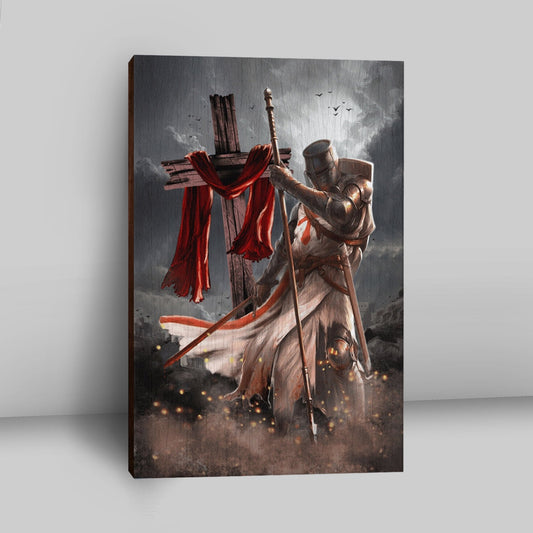 Knight Templar And Cross Jesus Canvas Prints - Jesus Christ Canvas Art - Christian Wall Decor