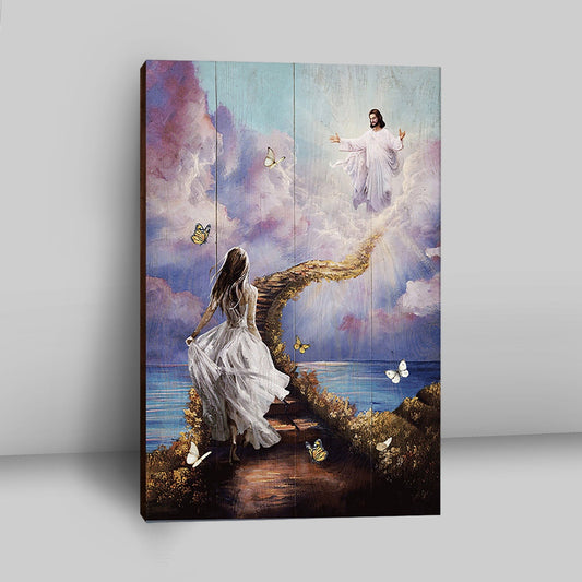 Jesus Beautiful Girl Path To Heaven Canvas - Christian Wall Art - Religious Home Decor