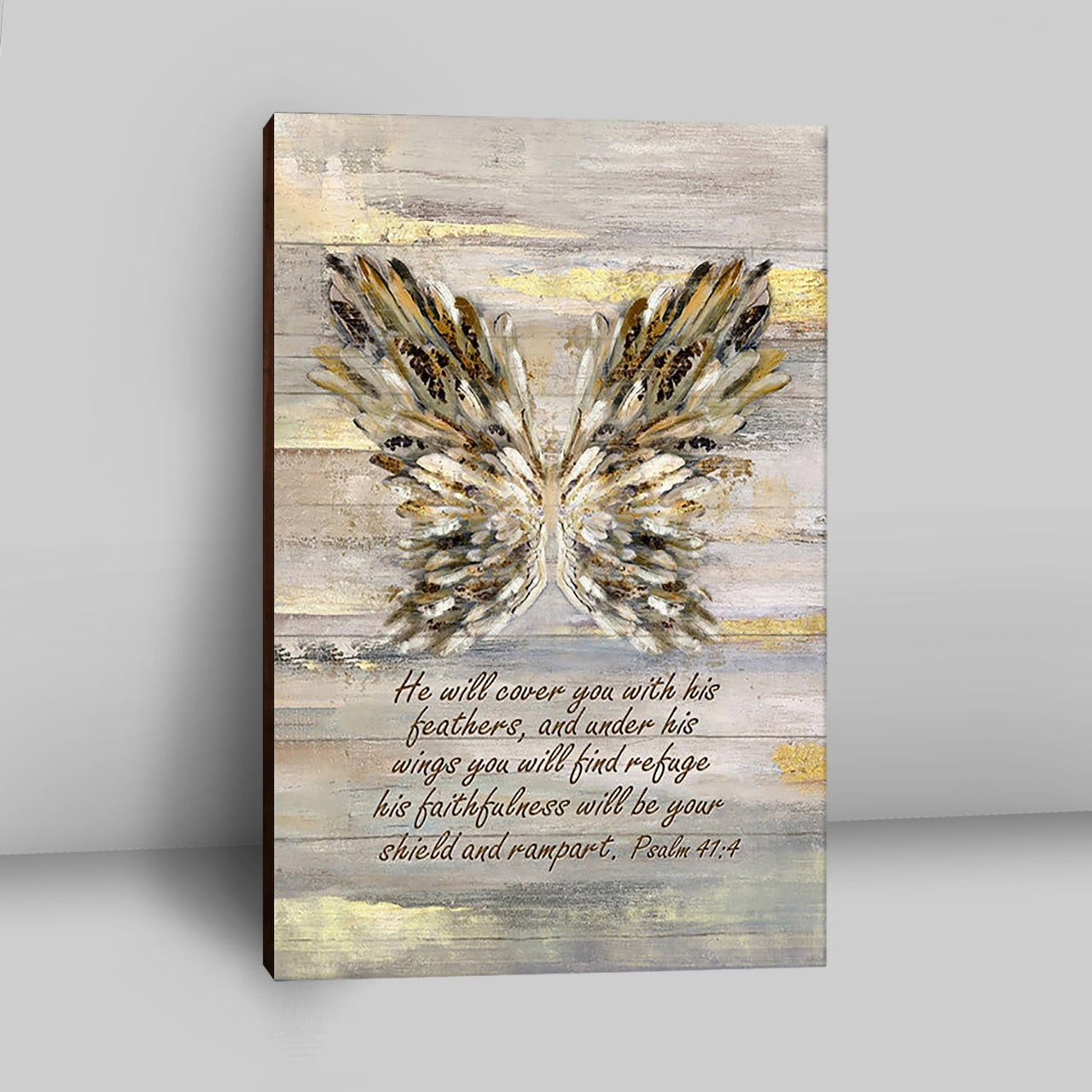 He Will Cover You With This Feathers Abstract Wings Canvas - Christian Wall Art - Religious Home Decor