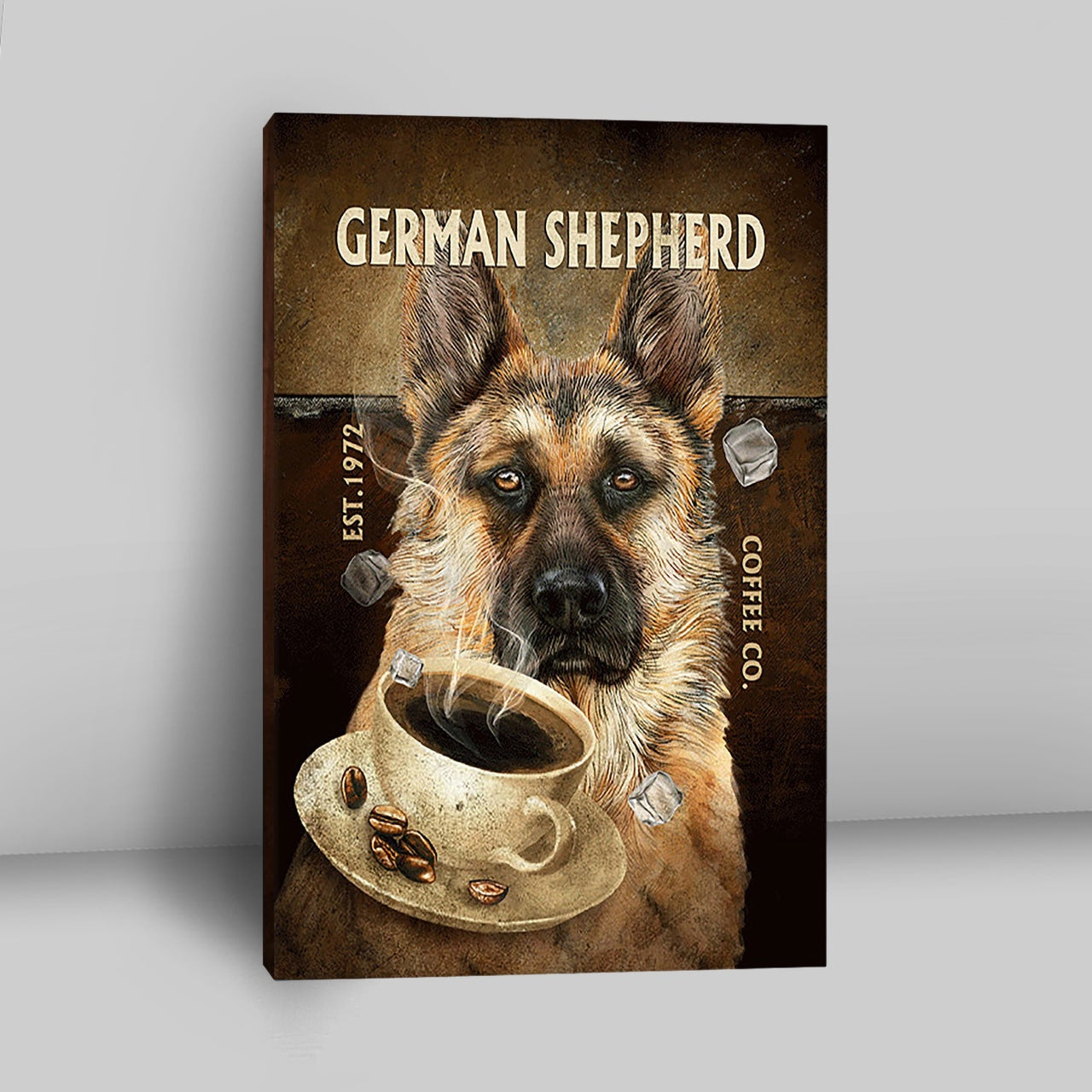 Personalized Coffee German Shepherd Canvas - Christian Wall Art - Religious Home Decor