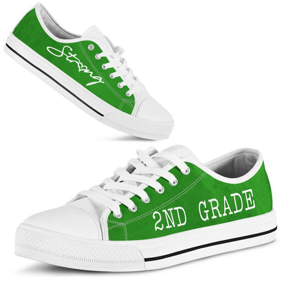 2Nd Grade All Green Shoes, Teacher Shoes, Low Top Sneakers