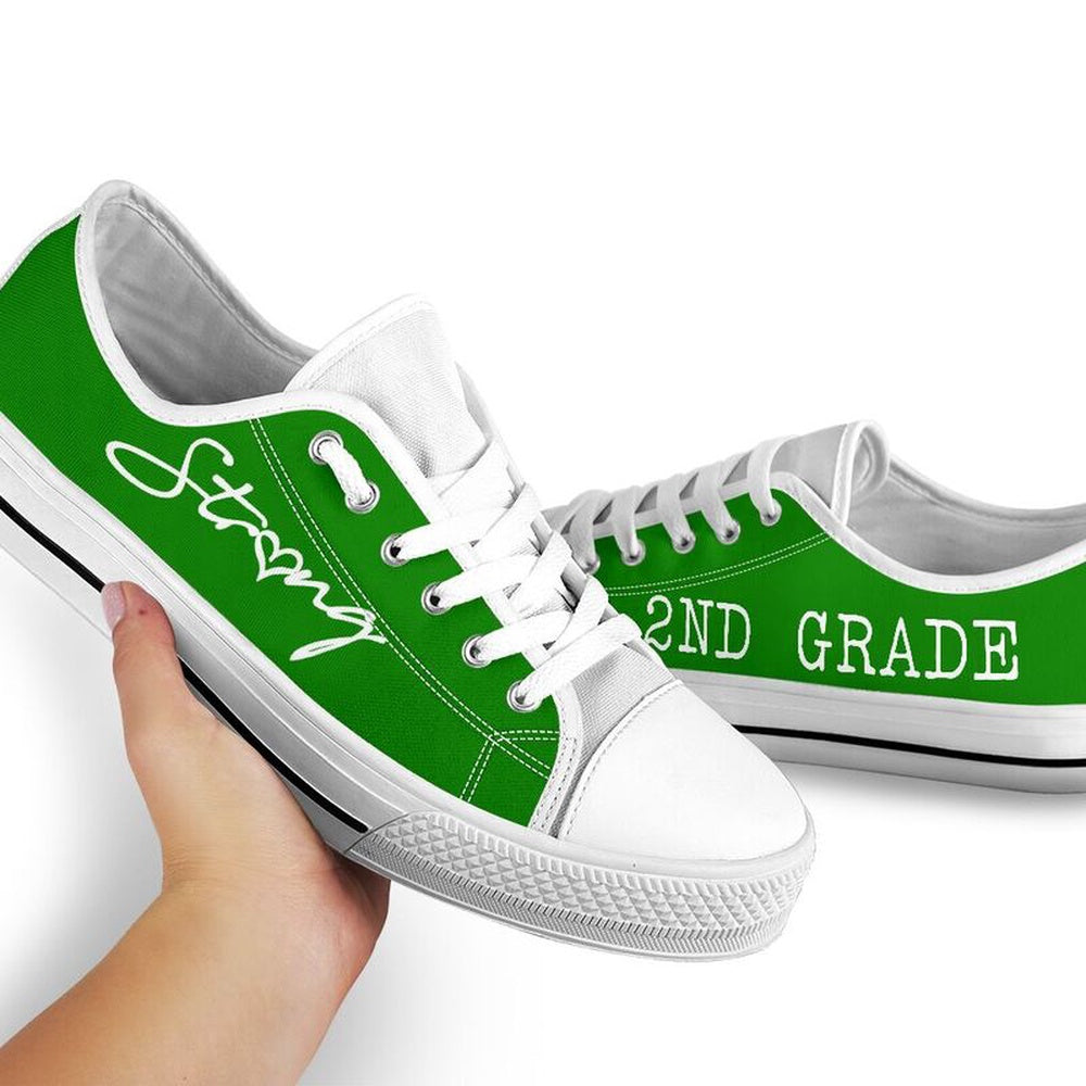 2Nd Grade All Green Shoes, Teacher Shoes, Low Top Sneakers