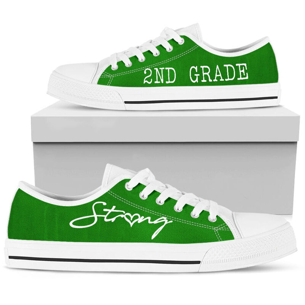 2Nd Grade All Green Shoes, Teacher Shoes, Low Top Sneakers