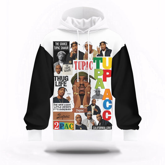 2Pac California Love Collage 3D Hoodie, Rapper 3D Hoodie, Rap Legends Hoodie