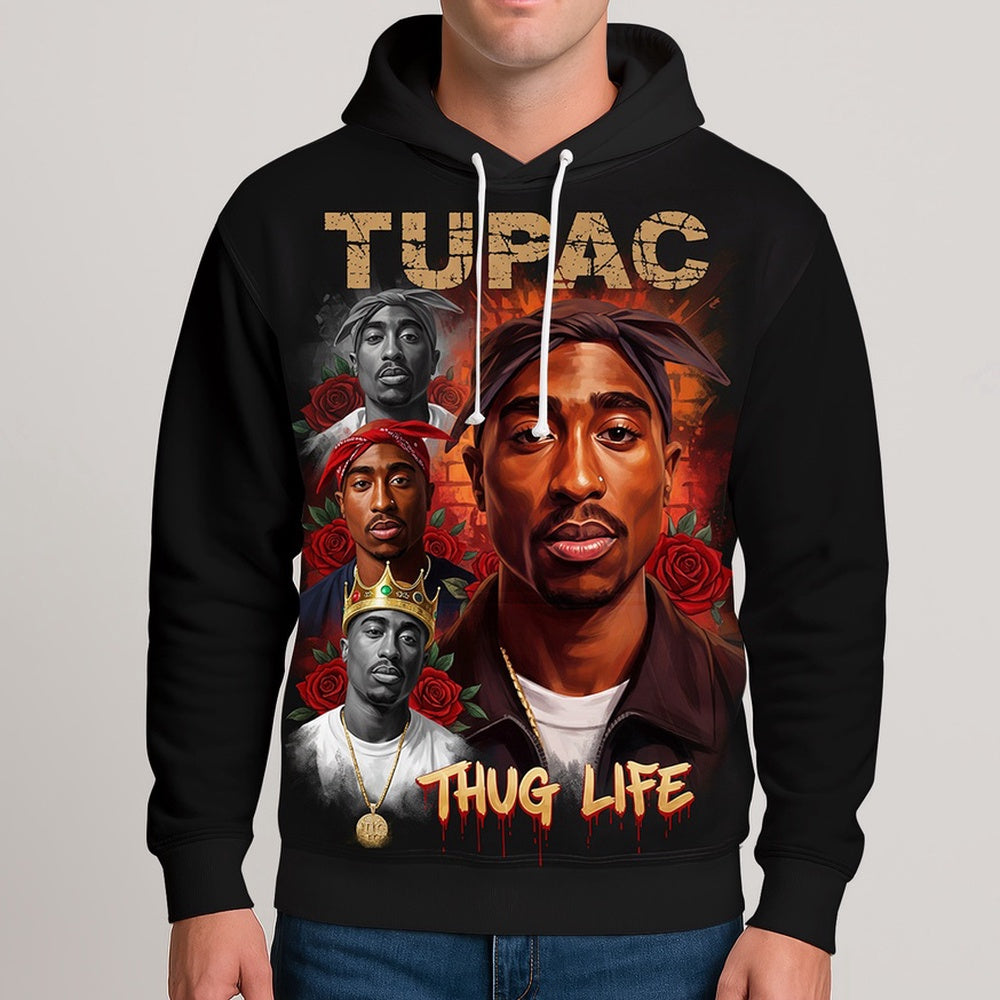 2Pac Classic Portrait 3D Hoodie, Rapper 3D Hoodie, Rap Legends Hoodie