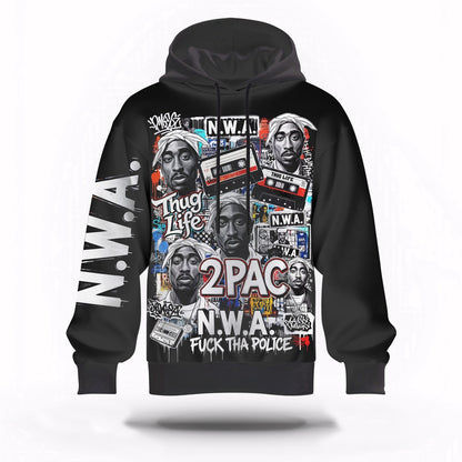2Pac NWA Thug Life 3D Hoodie, Rapper 3D Hoodie, Rap Legends Hoodie