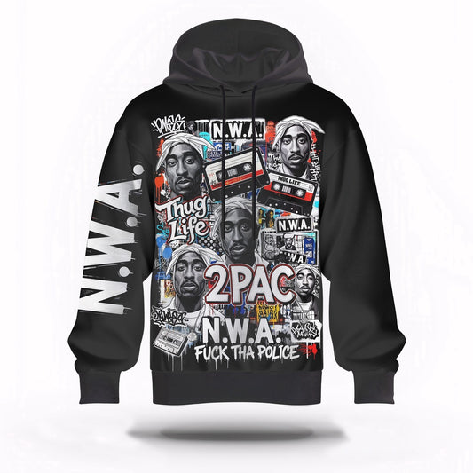 2Pac NWA Thug Life 3D Hoodie, Rapper 3D Hoodie, Rap Legends Hoodie