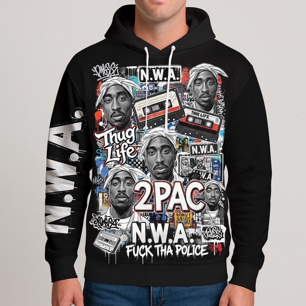 2Pac NWA Thug Life 3D Hoodie, Rapper 3D Hoodie, Rap Legends Hoodie