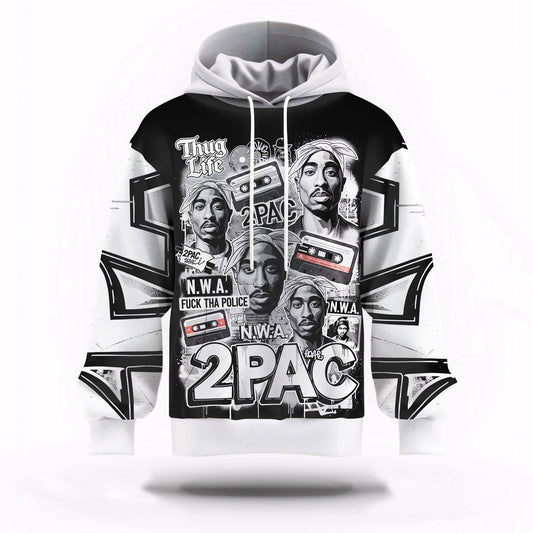2Pac NWA Thug Life Collage 3D Hoodie, Rapper 3D Hoodie, Rap Legends Hoodie