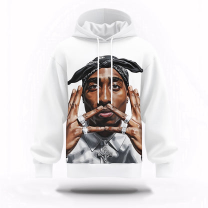 2Pac Peace Sign Portrait 3D Hoodie, Rapper 3D Hoodie, Rap Legends Hoodie