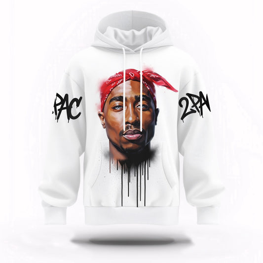 2Pac Red Bandana Art 3D Hoodie, Rapper 3D Hoodie, Rap Legends Hoodie