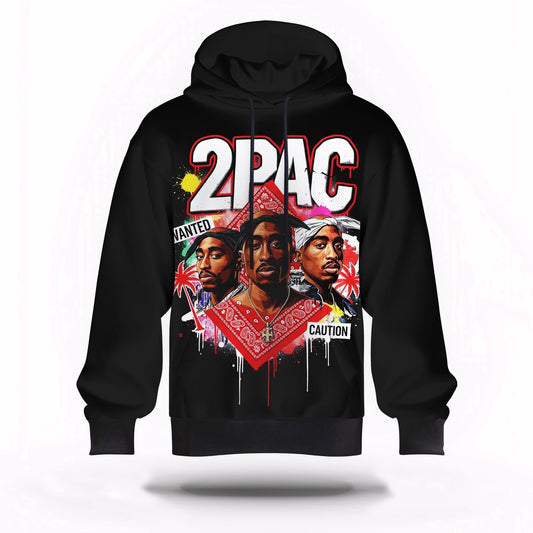 2Pac Wanted Thug Legend 3D Hoodie, Rapper 3D Hoodie, Rap Legends Hoodie