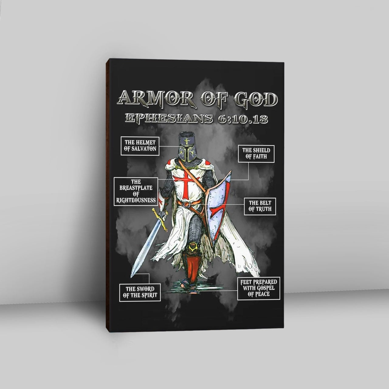 Put On The Full Armor Of God Warrior Of Christ Canvas Wall Art - Christian Home Decor - Religious Art