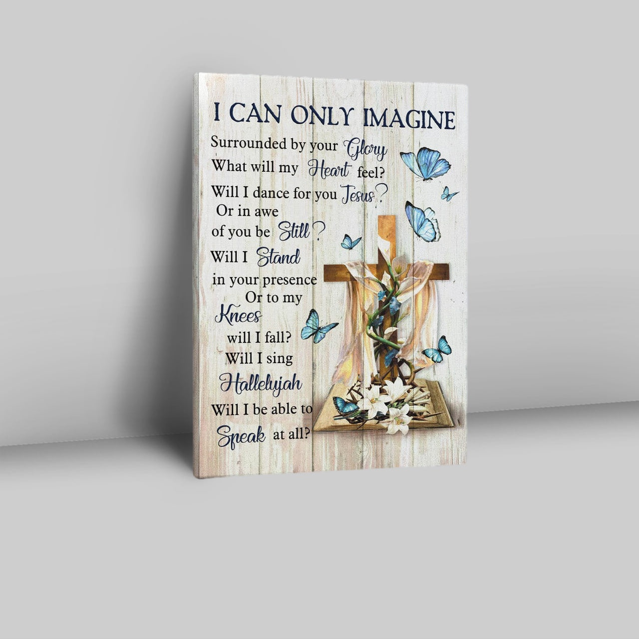 I Can Only Imagine Butterflies Cross Christian Canvas Prints - Bible Verse Wall Decor - Scripture Wall Art