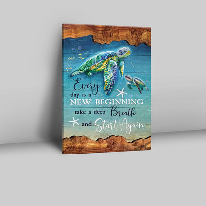 Christian Every Day Is A New Beginning Turtle Beach Canvas Prints - Bible Verse Wall Decor - Scripture Wall Art