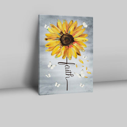 Christian Faith Cross Butterfly Sunflower Canvas Prints - Bible Verse Wall Decor - Scripture Wall Art