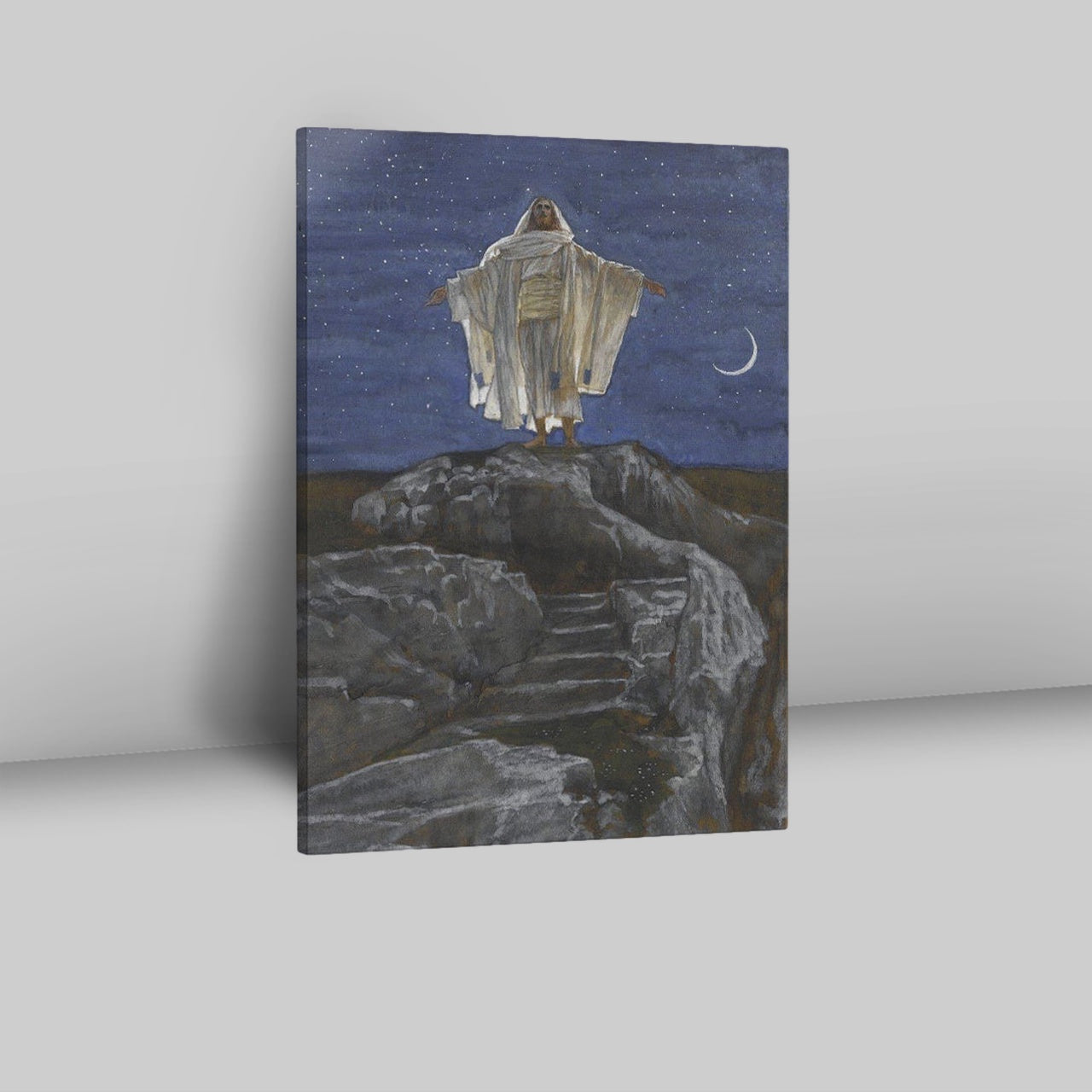 Jesus Goes Up Alone On A Mountain To Pray Canvas Pictures - Christian Wall Art - Jesus Canvas Art