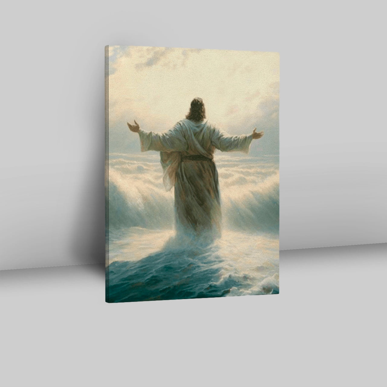 Jesus Walking Through The Sea Canvas Pictures - Christian Wall Art - Jesus Canvas Art