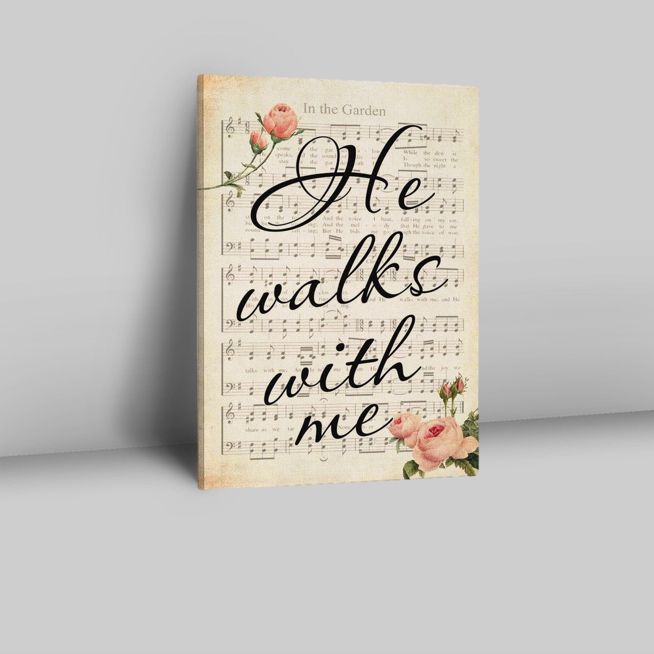 In The Garden Hymn He Walks With Me Canvas Prints - Bible Verse Wall Decor - Scripture Wall Art