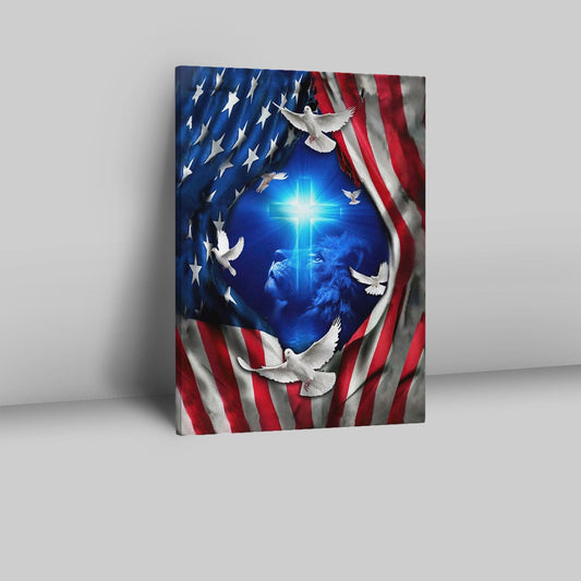 Jesus Lion American Flag Of Faith Canvas Prints - Bible Verse Wall Decor - Scripture Wall Art