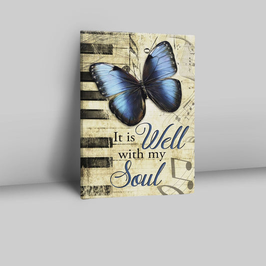 It Is Well With My Soul Wall Art Canvas, Butterfly Canvas Wall Art - Bible Verse Wall Decor - Scripture Wall Decor