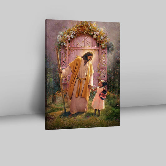 Jesus And Child Girl Canvas Pictures - Jesus Art Prints - Jesus Art - Christian Home Decor