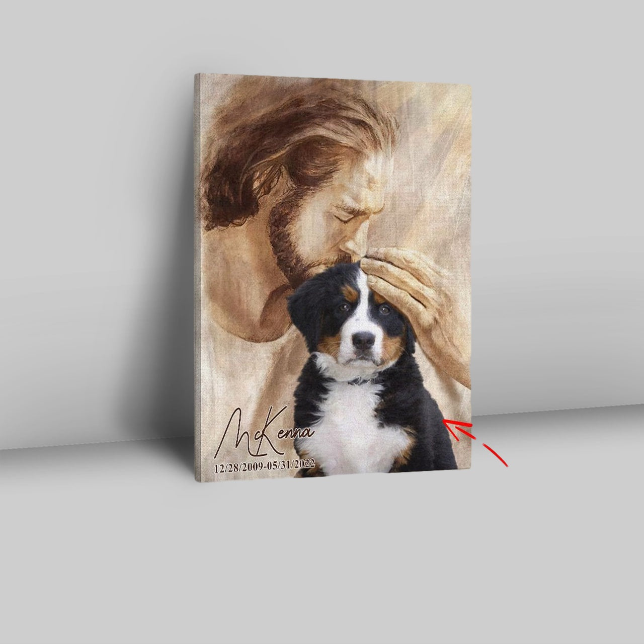 Pet Memorial Art  Jesus Holding Dog Canvas Prints  Dog Memorial Pictures  Dog Loss Gift  Custom Dog Pictures