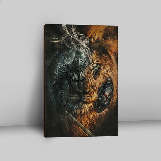 Awesome Warrior And Lion Canvas Wall Art - Christian Home Decor - Religious Art