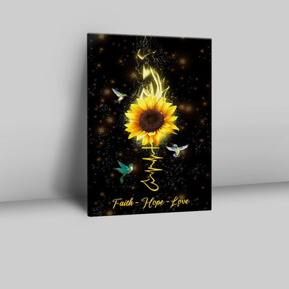 Faith Hope Love Hummingbird Sunflower Canvas Prints - Bible Verse Wall Decor - Scripture Wall Art