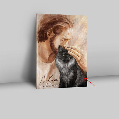 Pet Memorial Portraits  Jesus Holding Cat Canvas Prints  Cat Memorial Pictures  Cat Loss Gift  Custom Cat Pictures