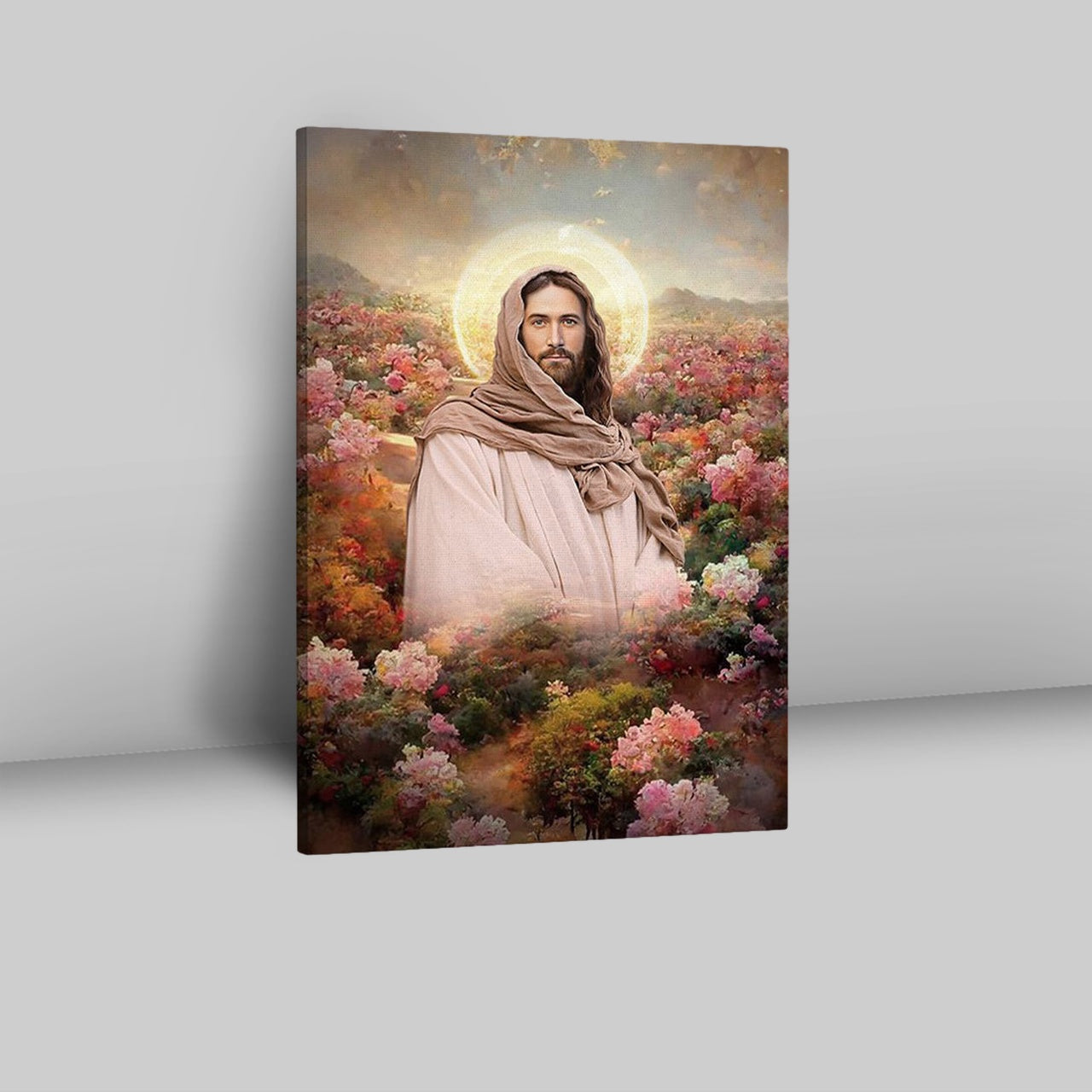 Jesus In Flowers Canvas Pictures - Jesus Art Prints - Jesus Art - Christian Home Decor