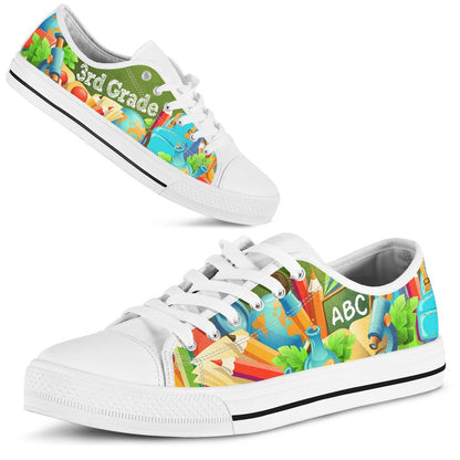 3Rd Grade Abc 3D Low Top Shoes, Teacher Shoes, Low Top Sneakers