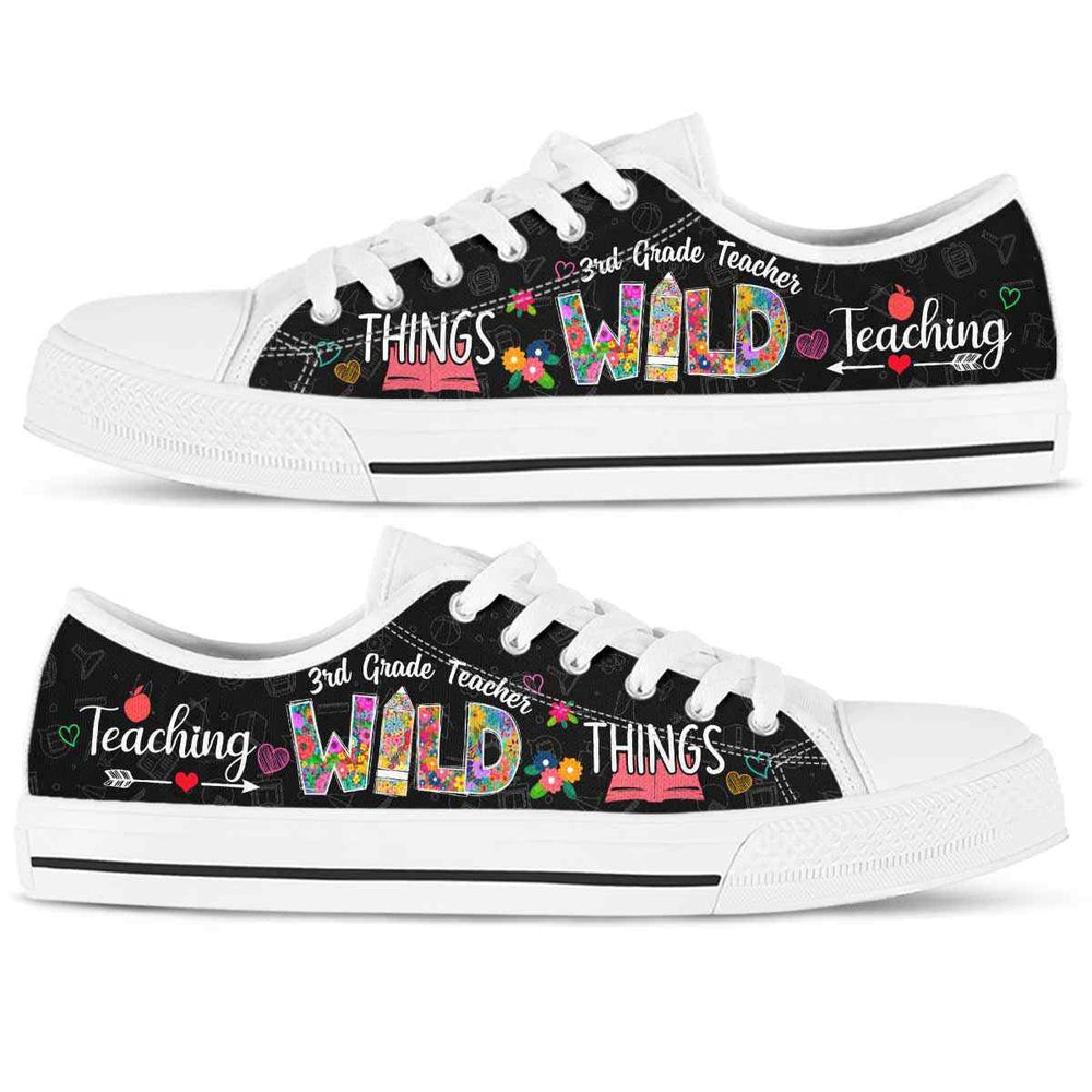 3Rd Grade Teacher Teaching Wild Things Low Top Shoes, Teacher Shoes, Low Top Sneakers
