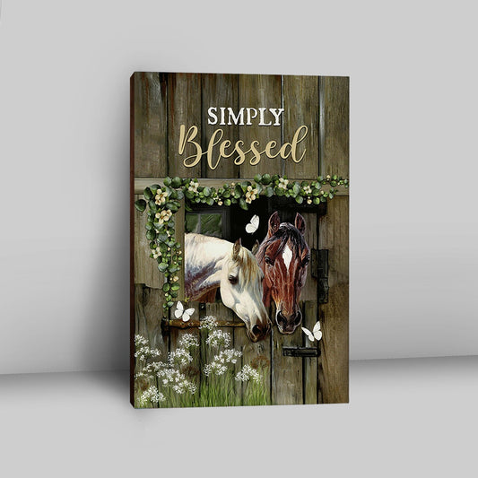 Beautiful Horse Simply Blessed Canvas Wall Art - Bible Verse Canvas Art - Inspirational Art - Christian Home Decor