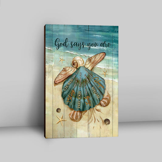 Baby Turtle God Says You Are Canvas Art - Bible Verse Wall Art - Christian Inspirational Wall Decor