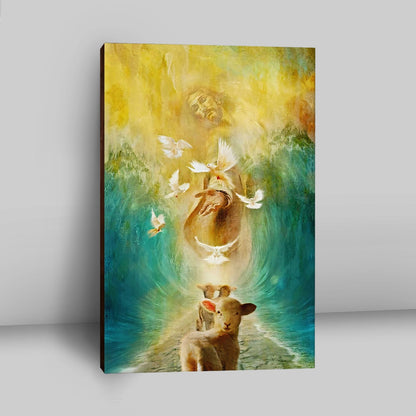 Jesus And Lambs Canvas Wall Art - Jesus Canvas Pictures - Christian Canvas Wall Art