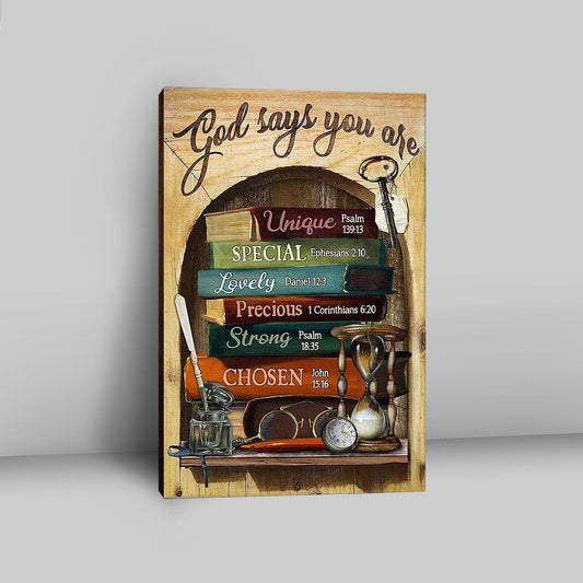 God Says You Are Book Glasses Canvas Art - Christian Art - Bible Verse Wall Art - Religious Home Decor