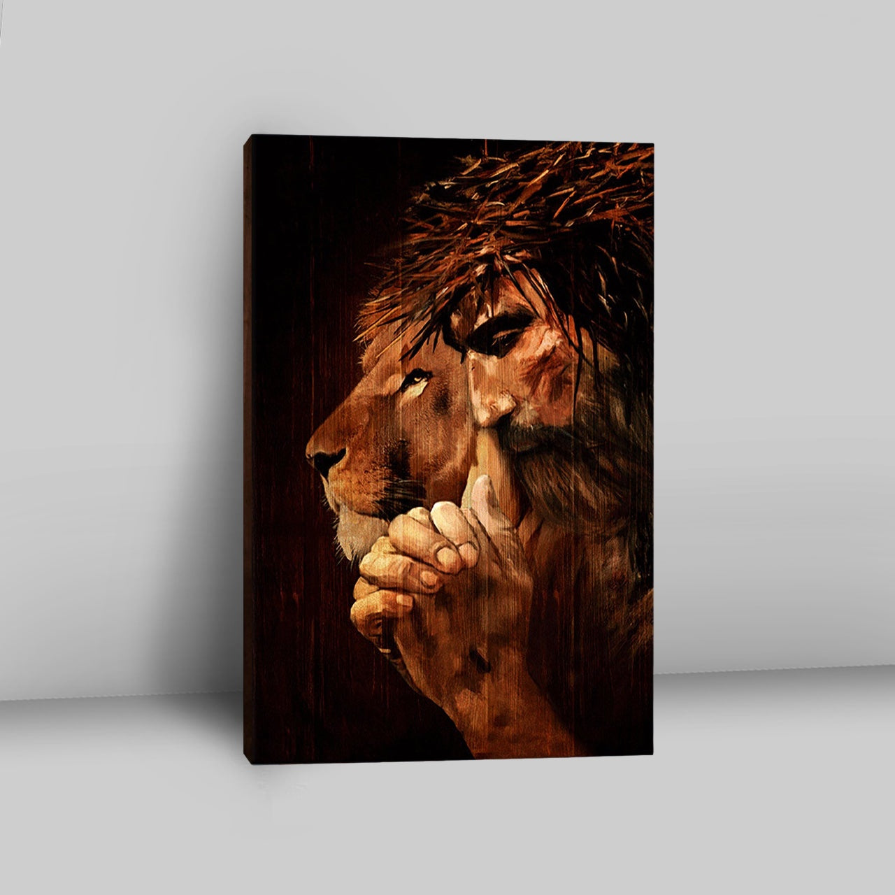 Jesus Praying And Lion Wall Art Canvas - Jesus Portrait Canvas Prints - Christian Wall Art