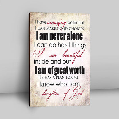 I Am A Daughter Of God Wall Art Canvas Prints - Christian Canvas Wall Art Decor