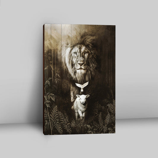 Lion Of Judah Lamb Of God Dove Canvas - Lion Canvas Print - Christian Wall Art - Religious Home Decor