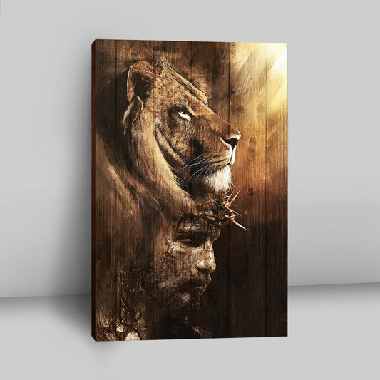 Half Lion Half Jesus Canvas Wall Art - Jesus Canvas Pictures - Christian Canvas Wall Art