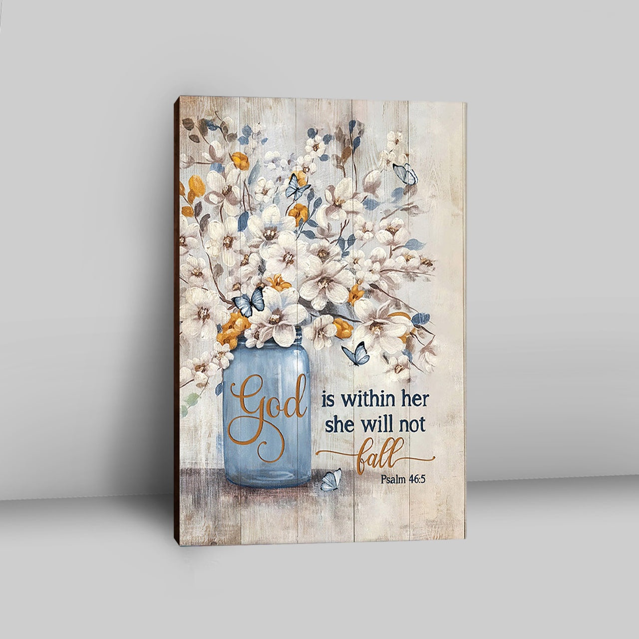 Jasmine Flower God Is Within Her Canvas Art - Bible Verse Wall Art - Christian Inspirational Wall Decor