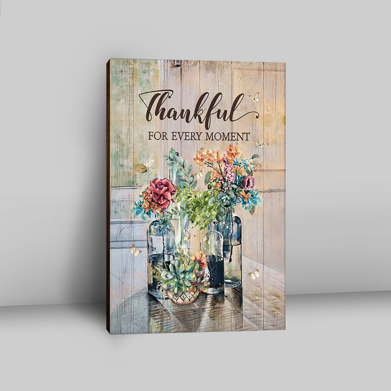 Flower Thankful For Every Moment Canvas Art - Bible Verse Wall Art - Christian Inspirational Wall Decor