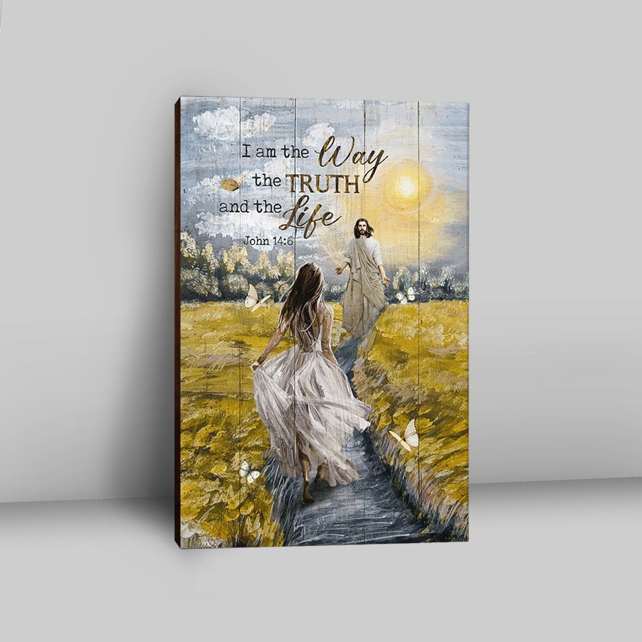 Jesus And Girl I Am The Way The Truth And The Life Canvas Wall Art - Christian Canvas Prints - Bible Verse Canvas Art