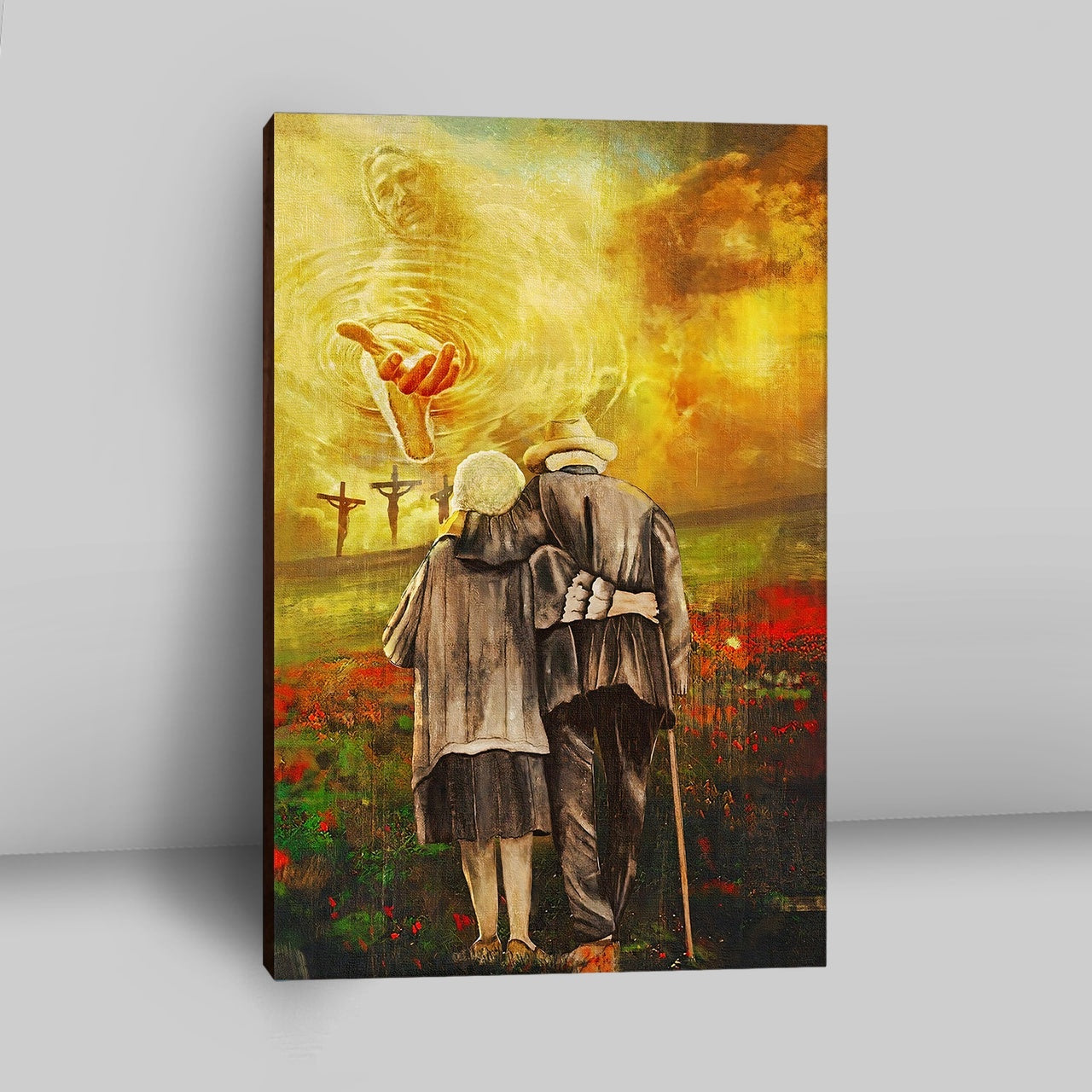 Jesus And An Old Couple Canvas Wall Art - Jesus Canvas Pictures - Christian Canvas Wall Art