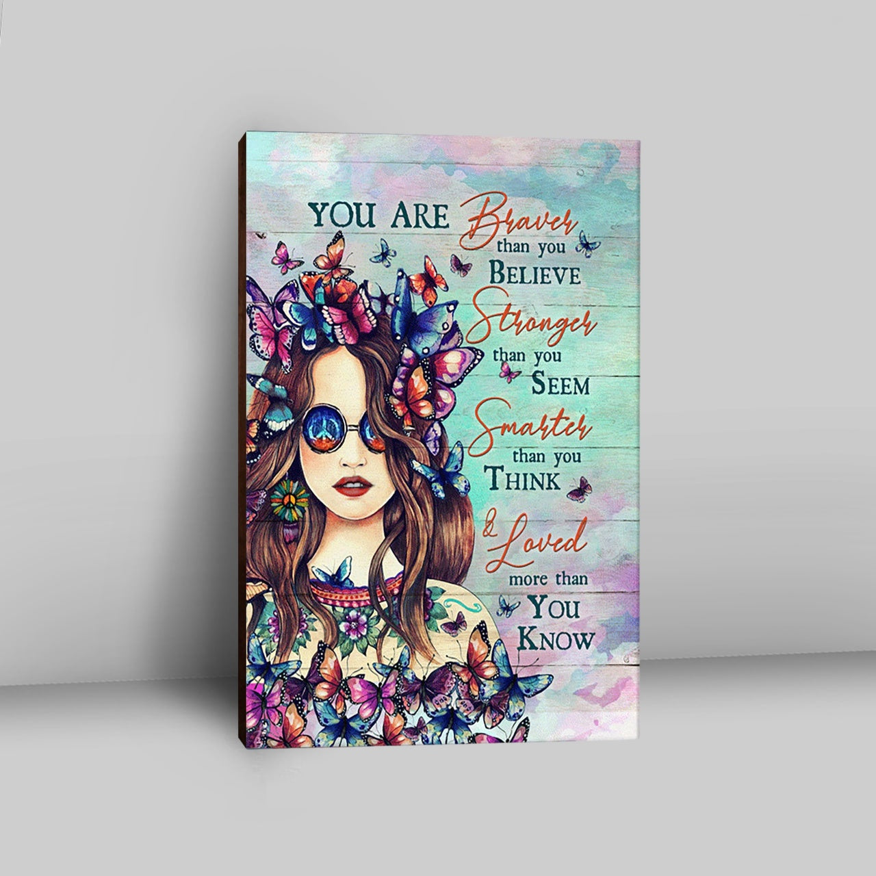 Butterfly You Are Braver Than You Believe Canvas Wall Art - Christian Canvas Prints - Bible Verse Canvas Art