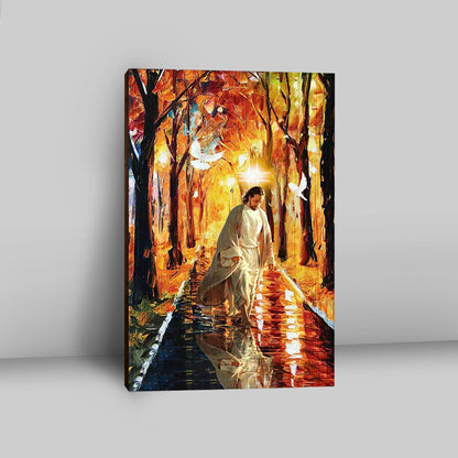 Beautiful Dove Jesus Walking In Forest Canvas Art - Bible Verse Wall Art - Christian Inspirational Wall Decor