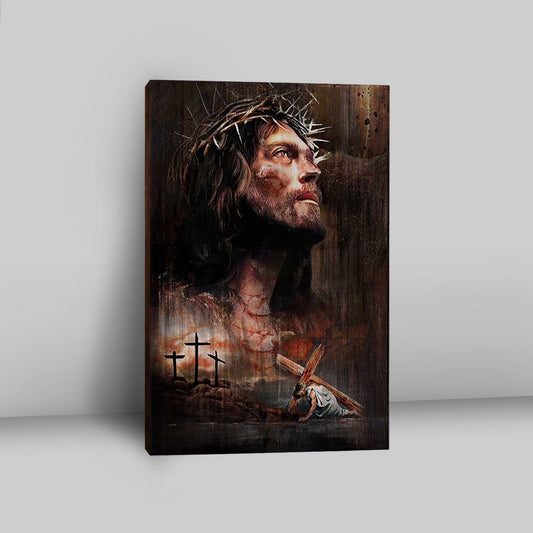 Jesus On The Cross Crown Of Thorn Canvas - Life Of Jesus Wall Art Canvas - Jesus Portrait Canvas Prints - Christian Wall Art