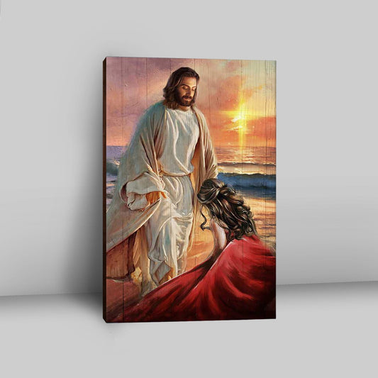 Beautiful Sunset Kneeling Before God Canvas Art - Bible Verse Wall Art - Christian Inspirational Wall Decor