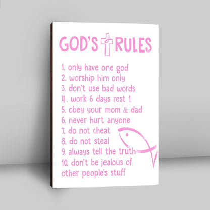 God's Rules Canvas Prints - Christian Gift For Child - Christian Canvas Wall Art Decor